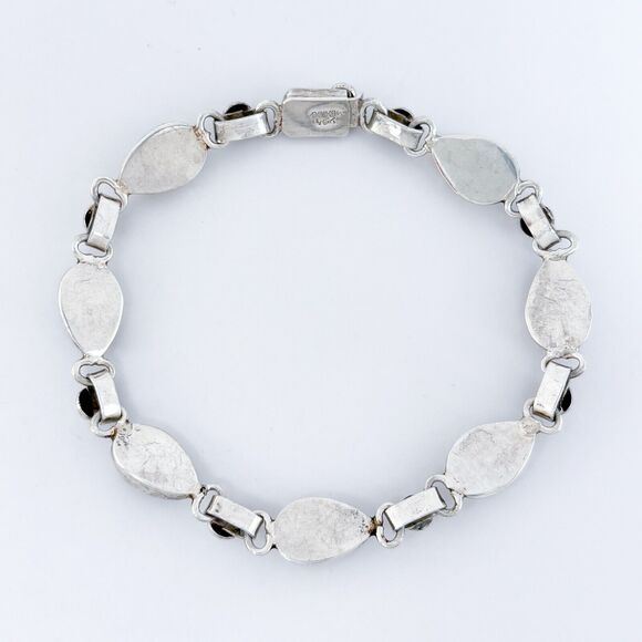 Vintage Mexico Sterling Silver 925 Onyx Teardrop Bracelet 7.75" - Picture 4 of 7